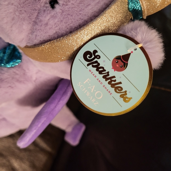 F.A.O Schwarz 12" Sparklers Wear & Share Plush Dragon w/ Party Hat. NWT. - Picture 5 of 13